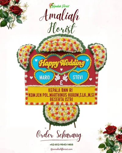 Karangan Papan Bunga Pernikahan di Sukawening